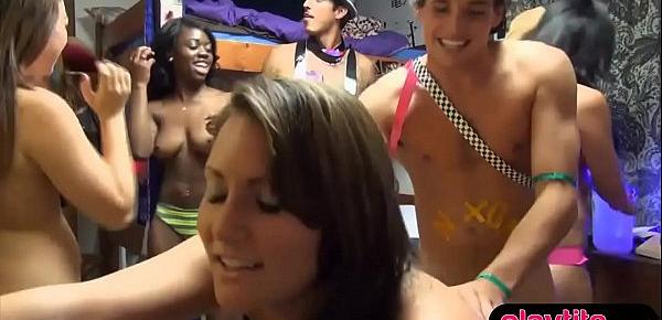  College birthday party with teen chicks ends in groupsex